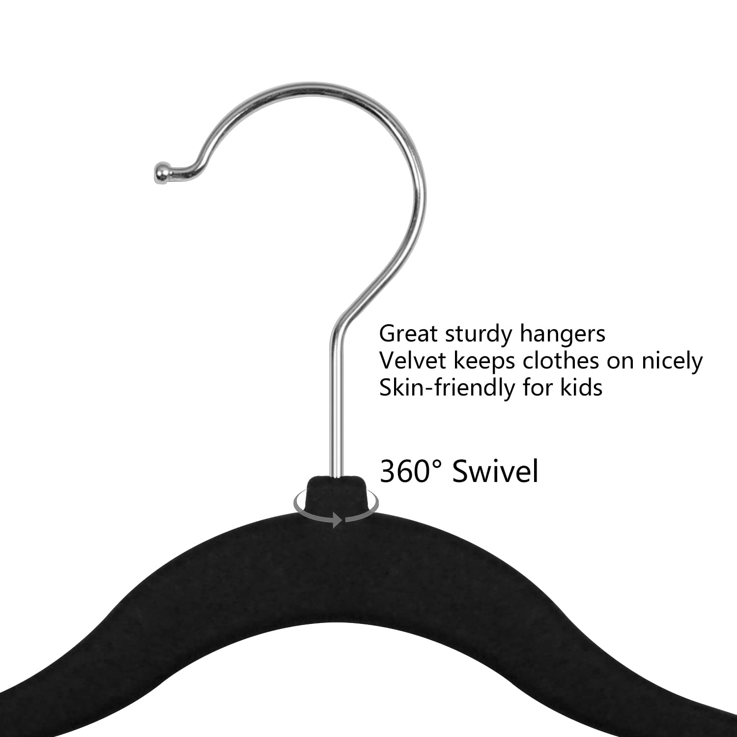 Goodtou Kids Velvet Hangers Baby Hangers Black Infant Hangers For Closet Non Slip Children Hangers